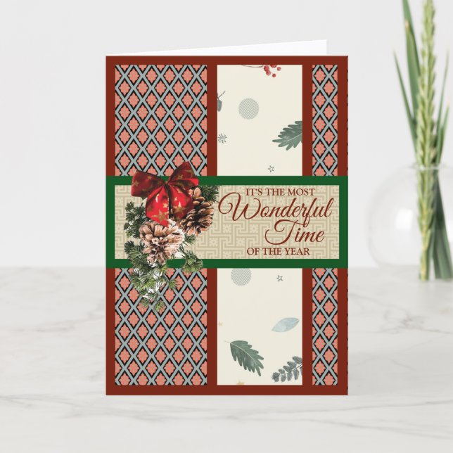 Tarjeta de Navidad elegante personalizada doblada (Anverso)