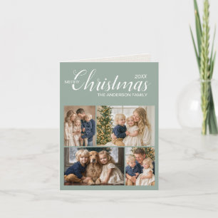 Tarjeta de Navidad Elegante Plegada de Verde Salvi