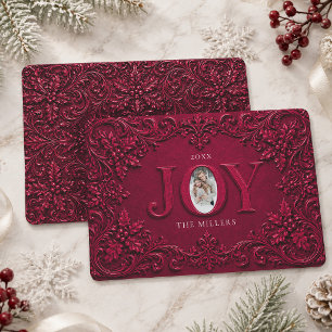 Tarjeta de Navidad elegante vintage barroca con fo