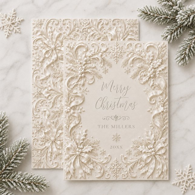 Tarjeta de Navidad elegante vintage barroco (Elegant Vintage Baroque Merry Christmas Card)