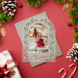 Tarjeta de Navidad elegante y simple con 1 foto