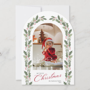 Tarjeta de Navidad elegante y simple con 1 foto y