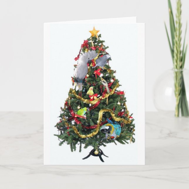 Tarjeta de Navidad emplumada de la familia (Anverso)