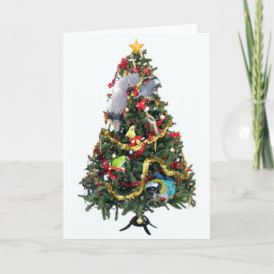 Tarjeta de Navidad emplumada de la familia