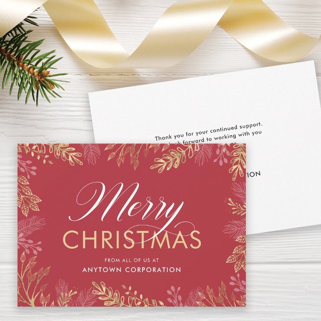 Tarjeta de Navidad Empresarial Elegante con Follaj (Subido por el creador)