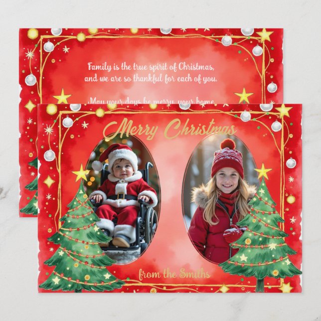 Tarjeta de Navidad en acuarela Double Trouble (Anverso / Reverso)