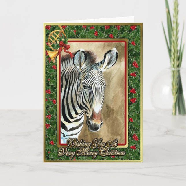 Tarjeta de Navidad en blanco animal africana de la (Anverso)