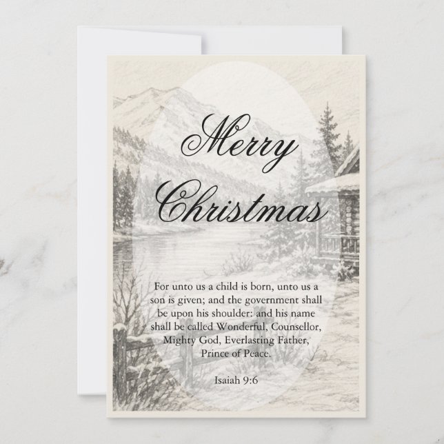 Tarjeta de Navidad en blanco de cabaña de invierno (Anverso)