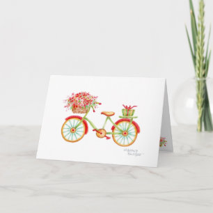 Tarjeta de Navidad en Blanco de Cesta de Flores pa
