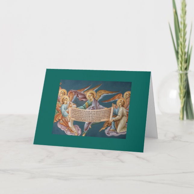 Tarjeta de Navidad en blanco de los ángeles (Anverso)
