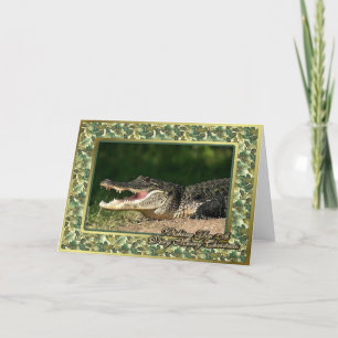 Tarjeta de Navidad en blanco del cocodrilo