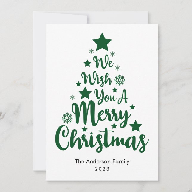 Tarjeta de Navidad en forma de árbol de Navidad en (Anverso)