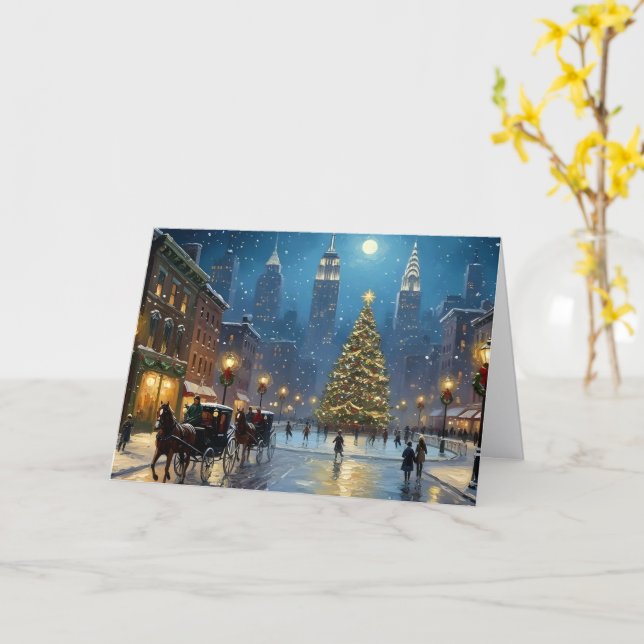 Tarjeta de Navidad en Nueva York (flor amarilla)