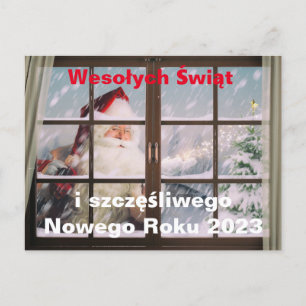 Tarjeta de Navidad en polaco Wesołych Świąt Año Nu