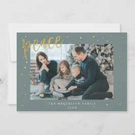 Tarjeta de Navidad en Verde Sage con Puntos Dorado