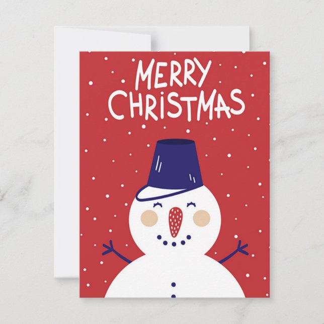 Tarjeta de Navidad encantadora de muñeco de nieve (Anverso)