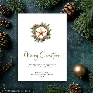 Tarjeta de Navidad escandinava boho neutral simple