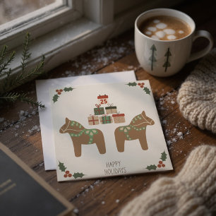 Tarjeta de Navidad Escandinava de Caballo Dala