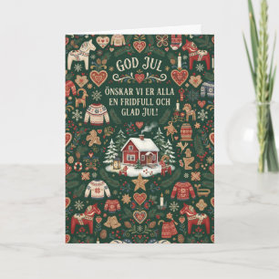 Tarjeta de Navidad escandinava God Jul