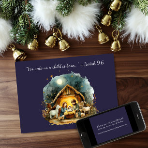 Tarjeta de Navidad Escena del Nacimiento Isaías 9:
