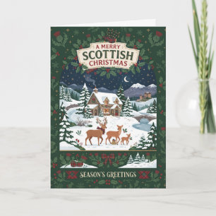 Tarjeta de Navidad Escocesa de Cottage Alegre