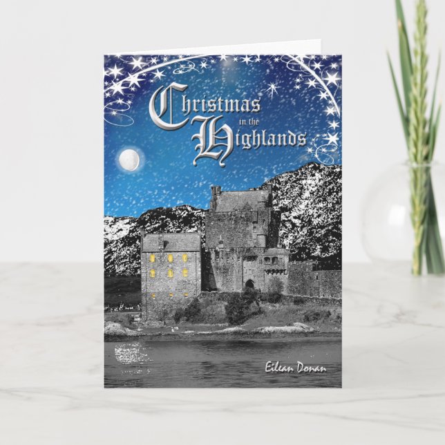 Tarjeta de Navidad escocesa de las montañas (Anverso)