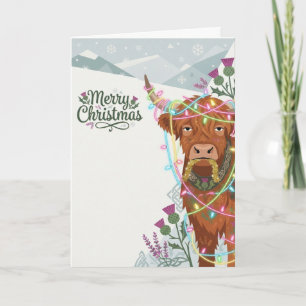 Tarjeta de Navidad escocesa de vaca de Highland fe