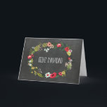 Tarjeta de Navidad española floral del vintage de<br><div class="desc">La tarjeta de felicitación española de las Felices Navidad en modelo rústico de la pizarra con las flores del vintage enrruella el ilustracion y da el texto indicado con letras del estilo,  desea sus amigos y pozo de la familia estas vacaciones con esta tarjeta de felicitación moderna.</div>