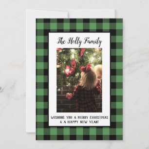 Tarjeta de Navidad Estilo Granja Negro Verde Cuadr