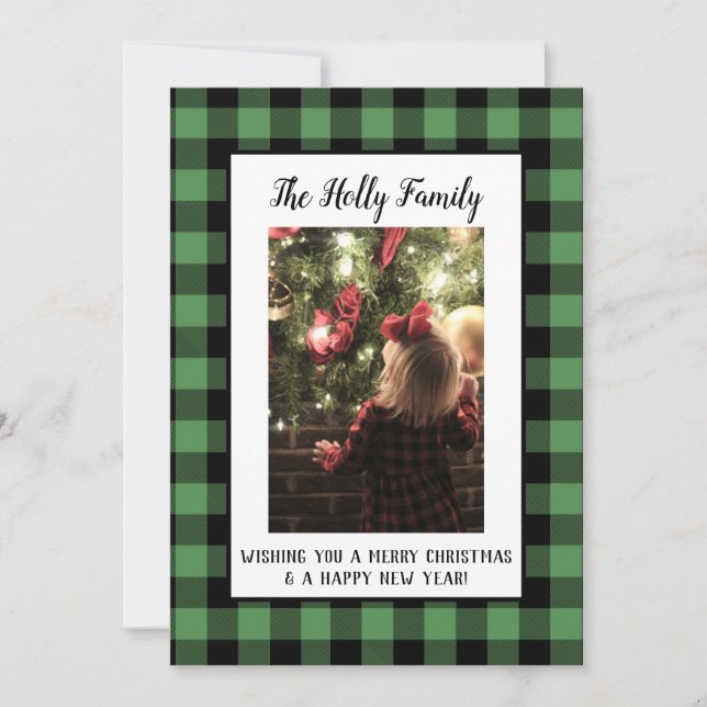 Tarjeta de Navidad Estilo Granja Negro Verde Cuadr (Anverso)