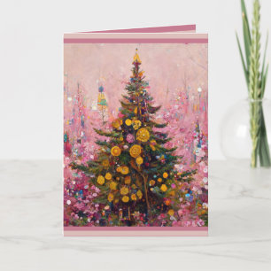 Tarjeta de Navidad estilo Klimt con humor irónico 