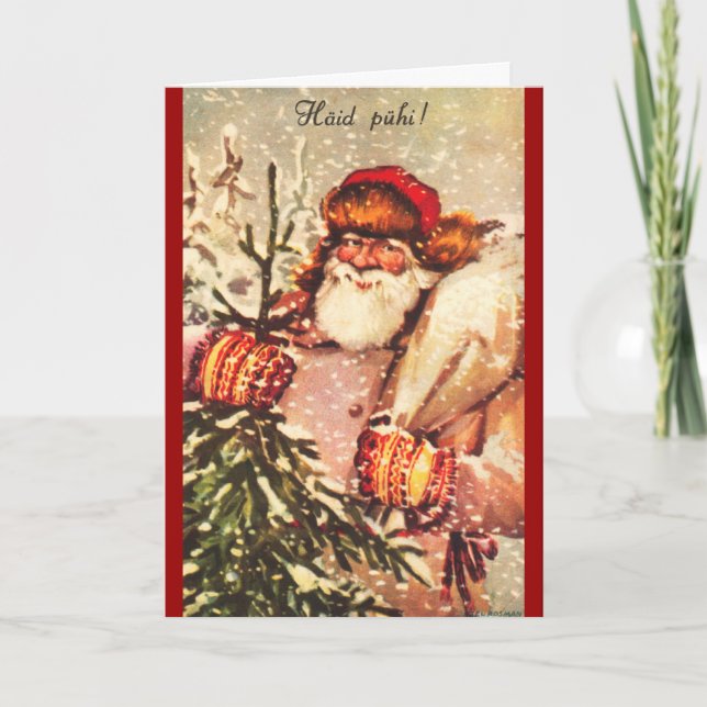 Tarjeta de Navidad estonia de Papá Noel (Anverso)