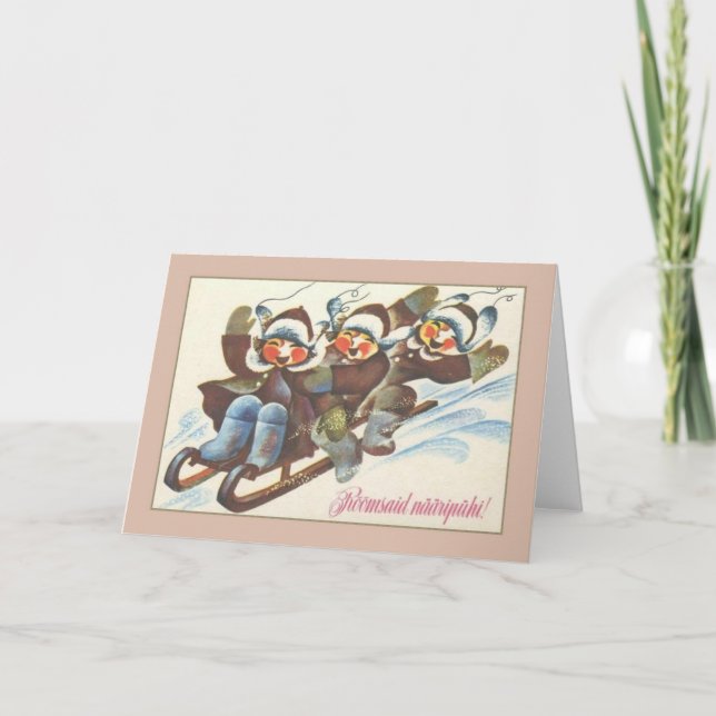 Tarjeta de Navidad estonia retra de Rõõmsaid (Anverso)
