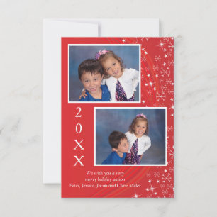 Tarjeta de Navidad Estrellas Rojas y Blancas de Te