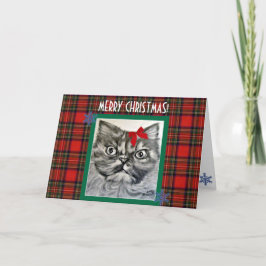 Tarjeta de Navidad Exótica de Feliz Gato de Larga 