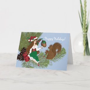 Tarjeta de Navidad Faery and Squirrel