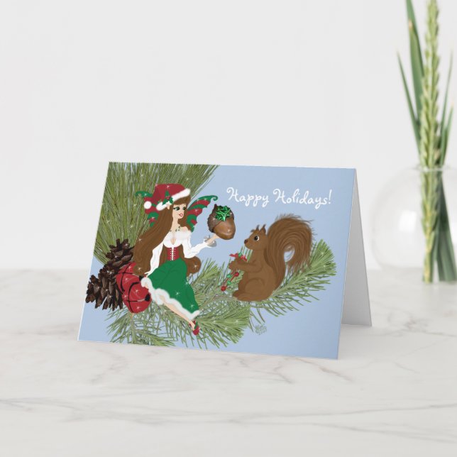 Tarjeta de Navidad Faery and Squirrel (Anverso)
