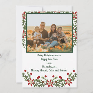 Tarjeta de Navidad Familia Rojo Verde Foto
