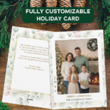 Tarjeta de Navidad familiar botánica