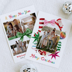 Tarjeta de Navidad Familiar Brillante y Alegre Fot