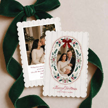 Tarjeta de Navidad Familiar con 2 Fotos