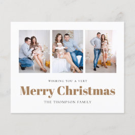 Tarjeta de Navidad Familiar con 3 Fotos ECONÓMICA