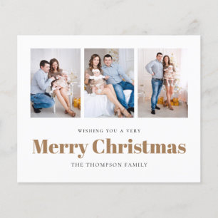 Tarjeta de Navidad Familiar con 3 Fotos ECONÓMICA