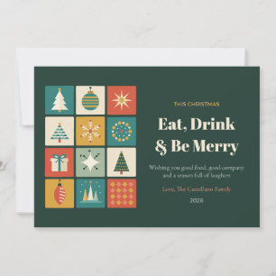 Tarjeta de Navidad familiar con azulejos de mediad