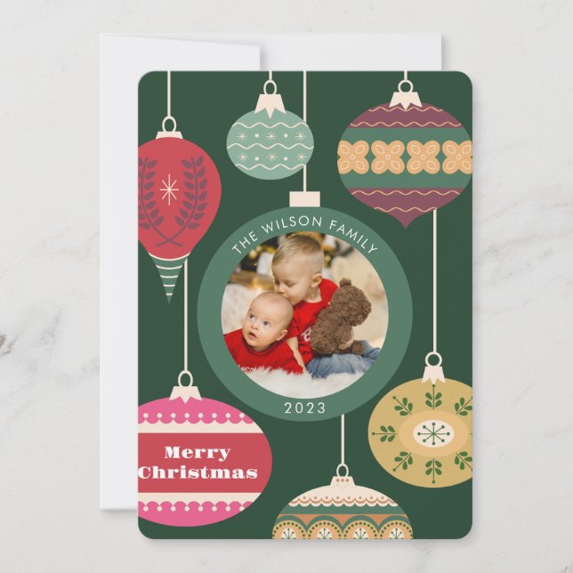 Tarjeta de Navidad familiar con foto (Anverso)