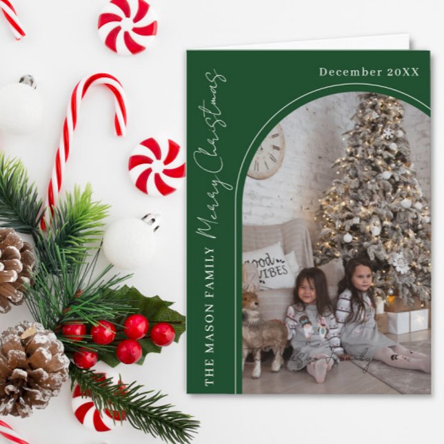 Tarjeta de Navidad familiar con foto arqueada fest (Subido por el creador)