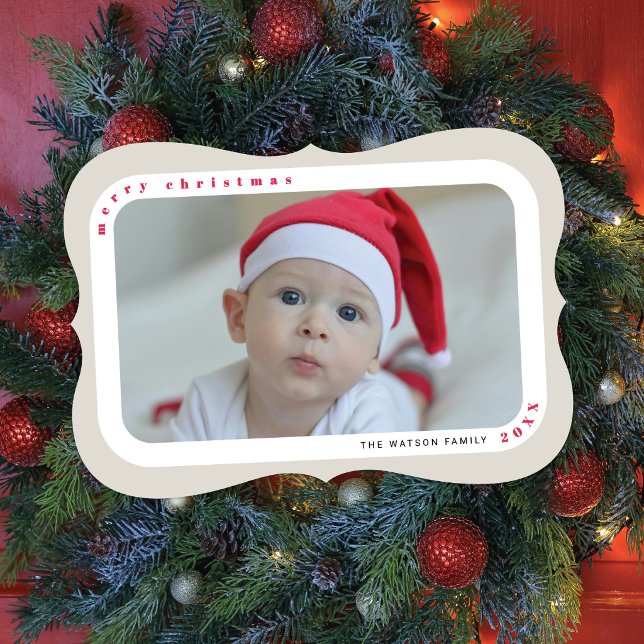 Tarjeta de Navidad familiar con foto enmarcada en  (Subido por el creador)