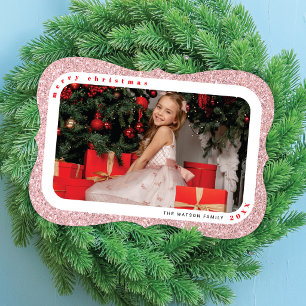 Tarjeta de Navidad familiar con foto enmarcada en 