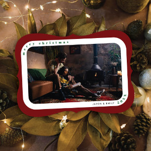 Tarjeta de Navidad Familiar con Foto enmarcada en
