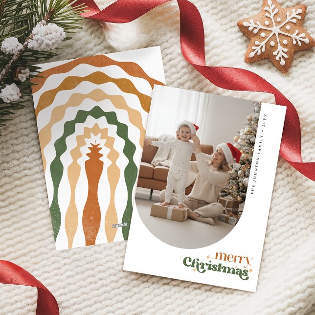 Tarjeta de Navidad familiar con foto retro (Subido por el creador)